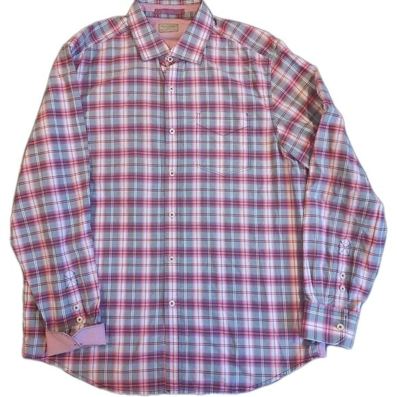Tommy Bahama Other - TOMMY BAHAMA Shirt Large Button Up Pink Plaid Long Sleeve Spring Easter Western